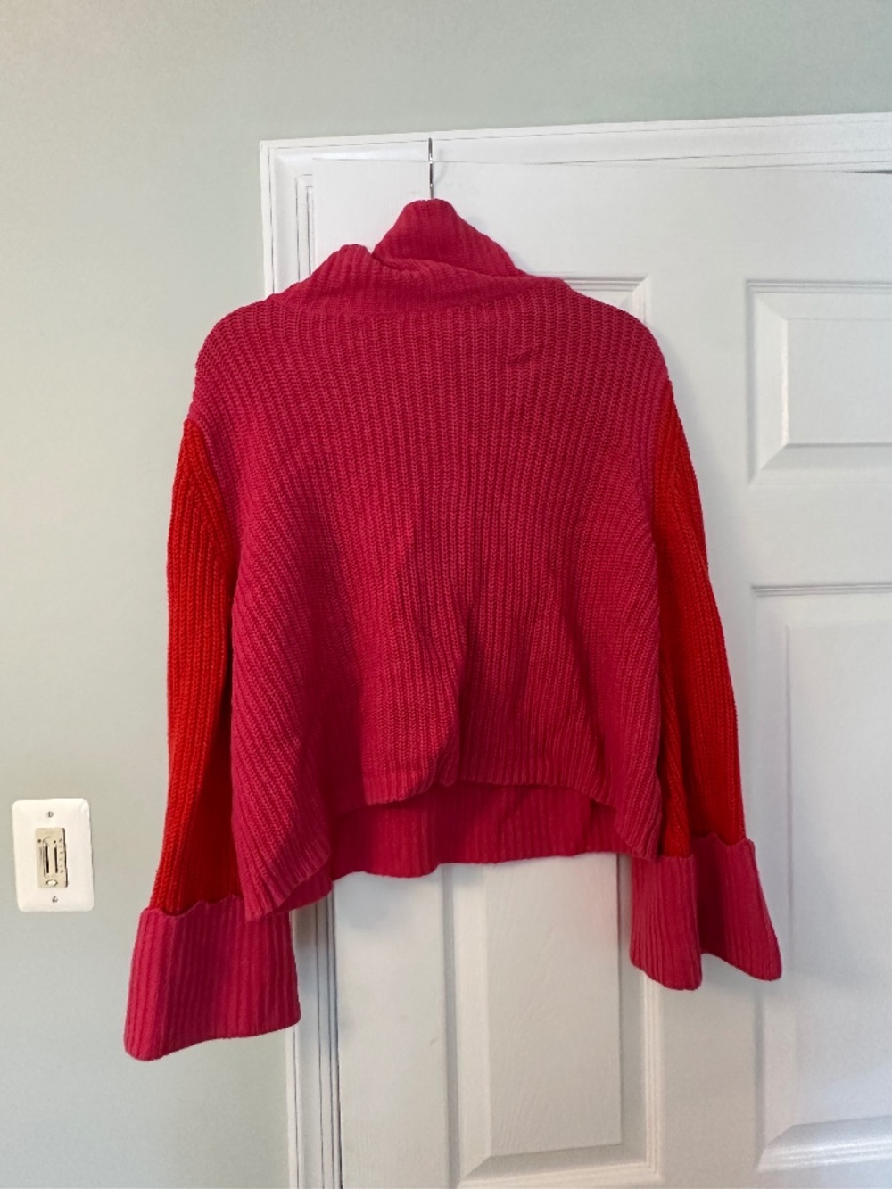 Pink/Red Colorblock Turtleneck Sweater